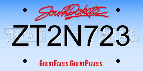 ZT2N723 South Dakota License Plate