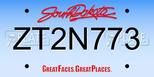 ZT2N773 South Dakota License Plate