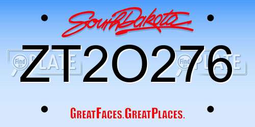 ZT2O276 South Dakota License Plate