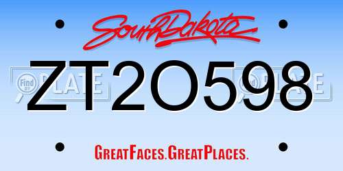ZT2O598 South Dakota License Plate