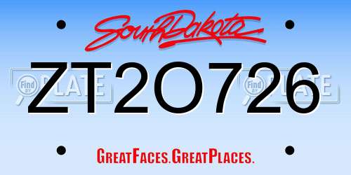 ZT2O726 South Dakota License Plate