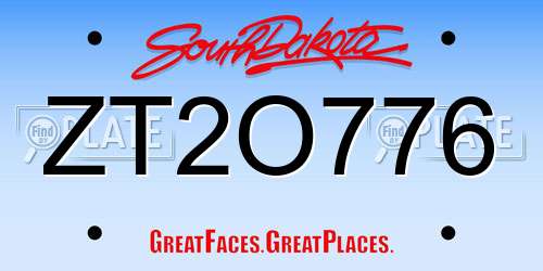 ZT2O776 South Dakota License Plate