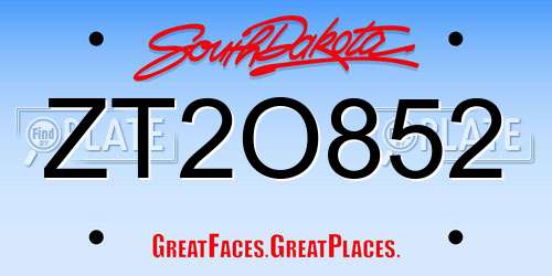 ZT2O852 South Dakota License Plate