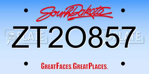 ZT2O857 South Dakota License Plate