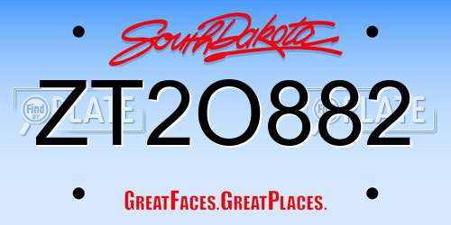 ZT2O882 South Dakota License Plate