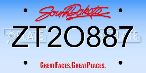 ZT2O887 South Dakota License Plate