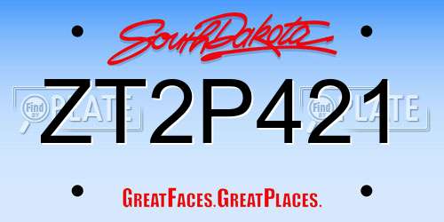 ZT2P421 South Dakota License Plate