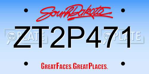 ZT2P471 South Dakota License Plate