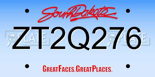 ZT2Q276 South Dakota License Plate