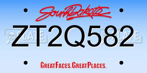 ZT2Q582 South Dakota License Plate