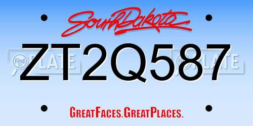 ZT2Q587 South Dakota License Plate