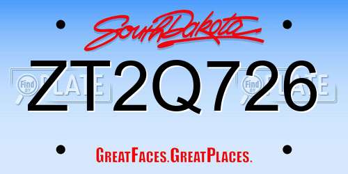ZT2Q726 South Dakota License Plate