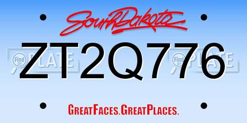 ZT2Q776 South Dakota License Plate