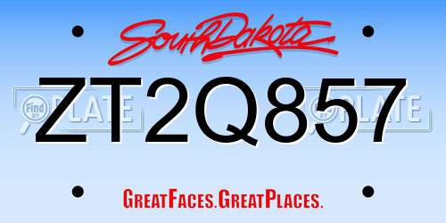 ZT2Q857 South Dakota License Plate