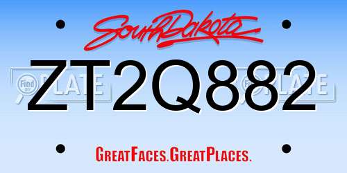 ZT2Q882 South Dakota License Plate