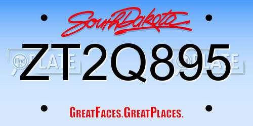 ZT2Q895 South Dakota License Plate