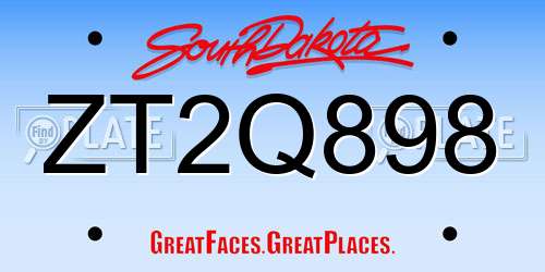 ZT2Q898 South Dakota License Plate
