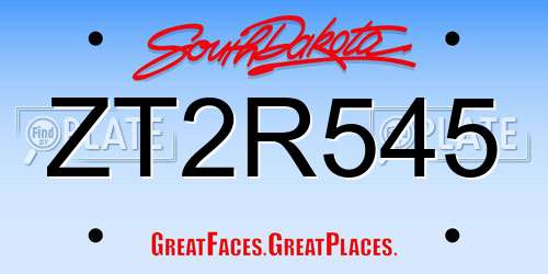 ZT2R545 South Dakota License Plate