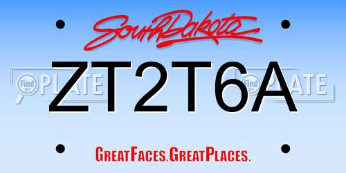 ZT2T6A South Dakota License Plate