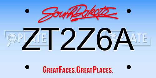 ZT2Z6A South Dakota License Plate