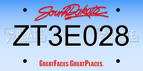 ZT3E028 South Dakota License Plate