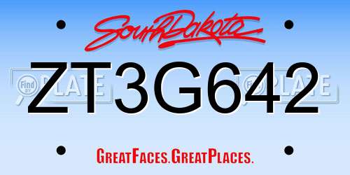 ZT3G642 South Dakota License Plate
