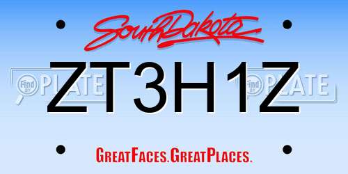 ZT3H1Z South Dakota License Plate