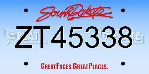 ZT45338 South Dakota License Plate