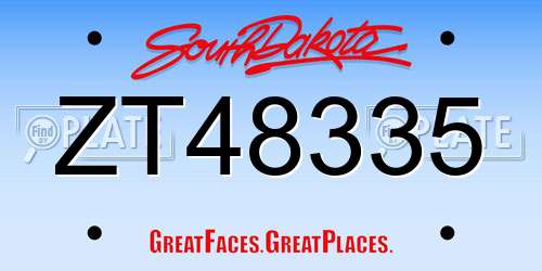 ZT48335 South Dakota License Plate