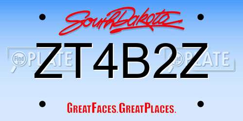 ZT4B2Z South Dakota License Plate