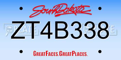 ZT4B338 South Dakota License Plate