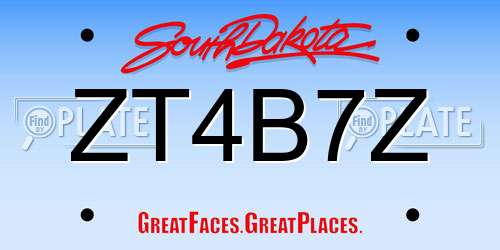 ZT4B7Z South Dakota License Plate