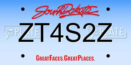 ZT4S2Z South Dakota License Plate