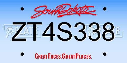 ZT4S338 South Dakota License Plate
