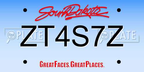 ZT4S7Z South Dakota License Plate