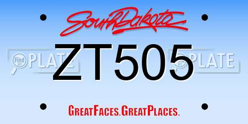 ZT505 South Dakota License Plate