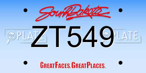 ZT549 South Dakota License Plate