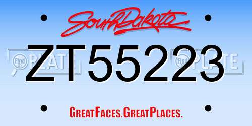ZT55223 South Dakota License Plate