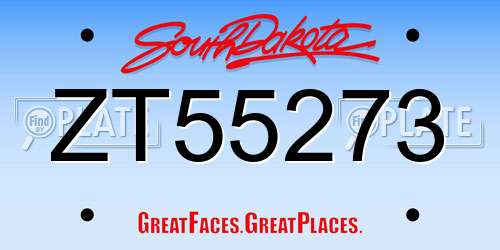 ZT55273 South Dakota License Plate