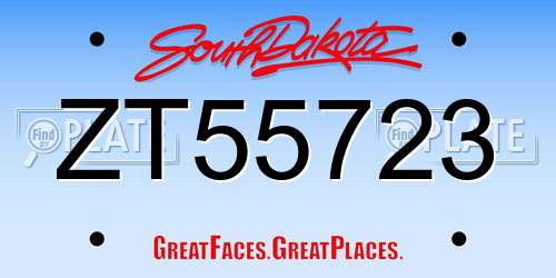 ZT55723 South Dakota License Plate