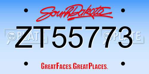 ZT55773 South Dakota License Plate