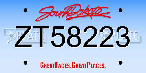 ZT58223 South Dakota License Plate