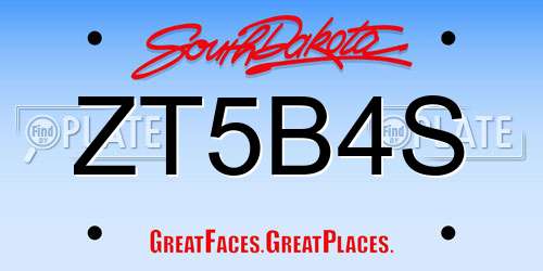 ZT5B4S South Dakota License Plate