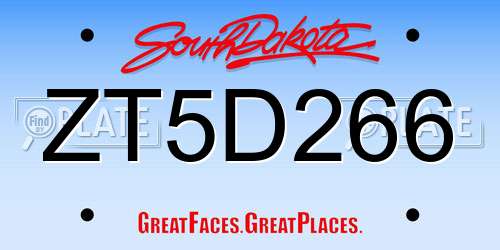 ZT5D266 South Dakota License Plate