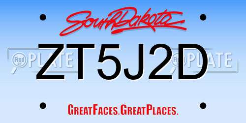 ZT5J2D South Dakota License Plate