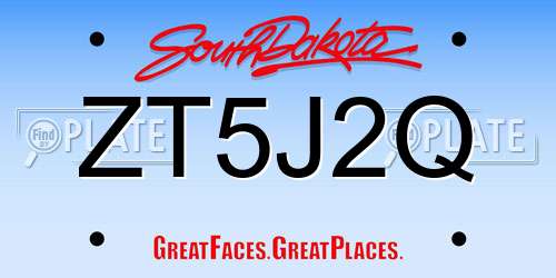 ZT5J2Q South Dakota License Plate