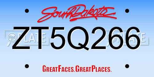 ZT5Q266 South Dakota License Plate