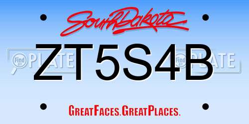 ZT5S4B South Dakota License Plate