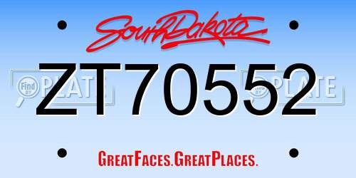 ZT70552 South Dakota License Plate