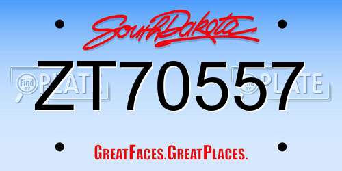 ZT70557 South Dakota License Plate